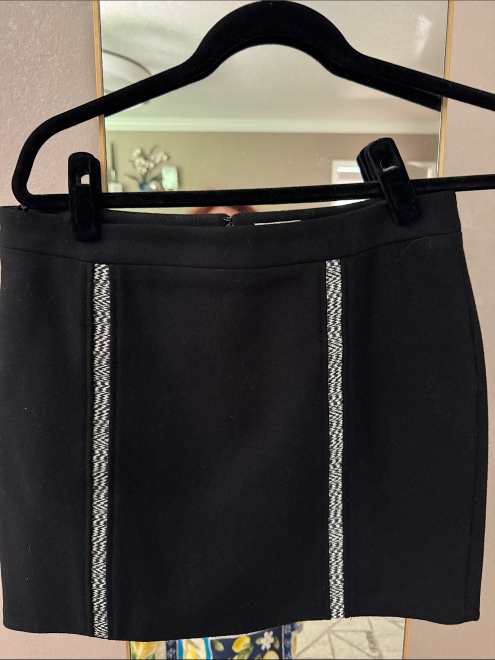 Kenzo Black Mini Skirt with White-Black Trim